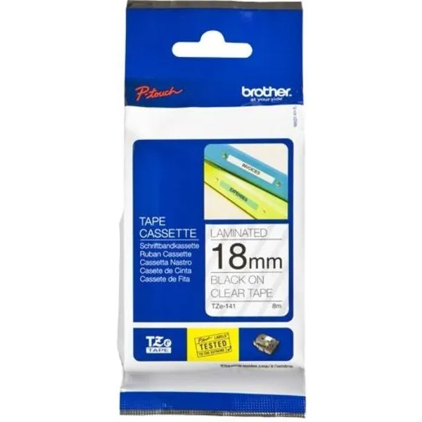 Brother TZe-141 Tape Zwart op transparant (18 mm), foto 2