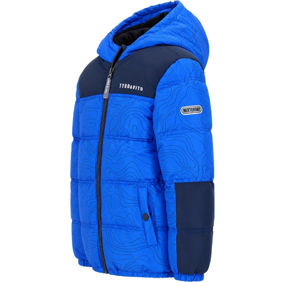 TYGO & vito gewatteerde winterjas met print blauw, foto 5