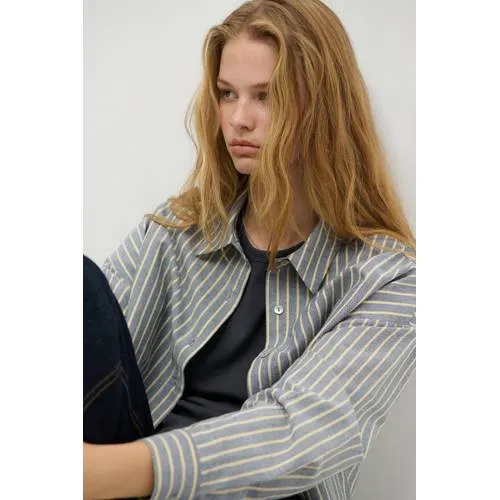 Mango TEEN gestreepte blouse lichtblauw/ecru, foto 5