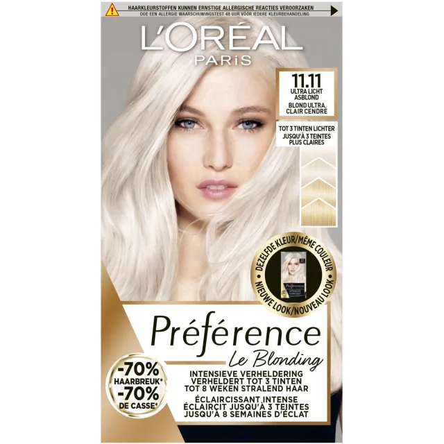 L'oréal Préférence Le Blonding haarkleuring 11.11 Ultra Licht Asblond, foto 2