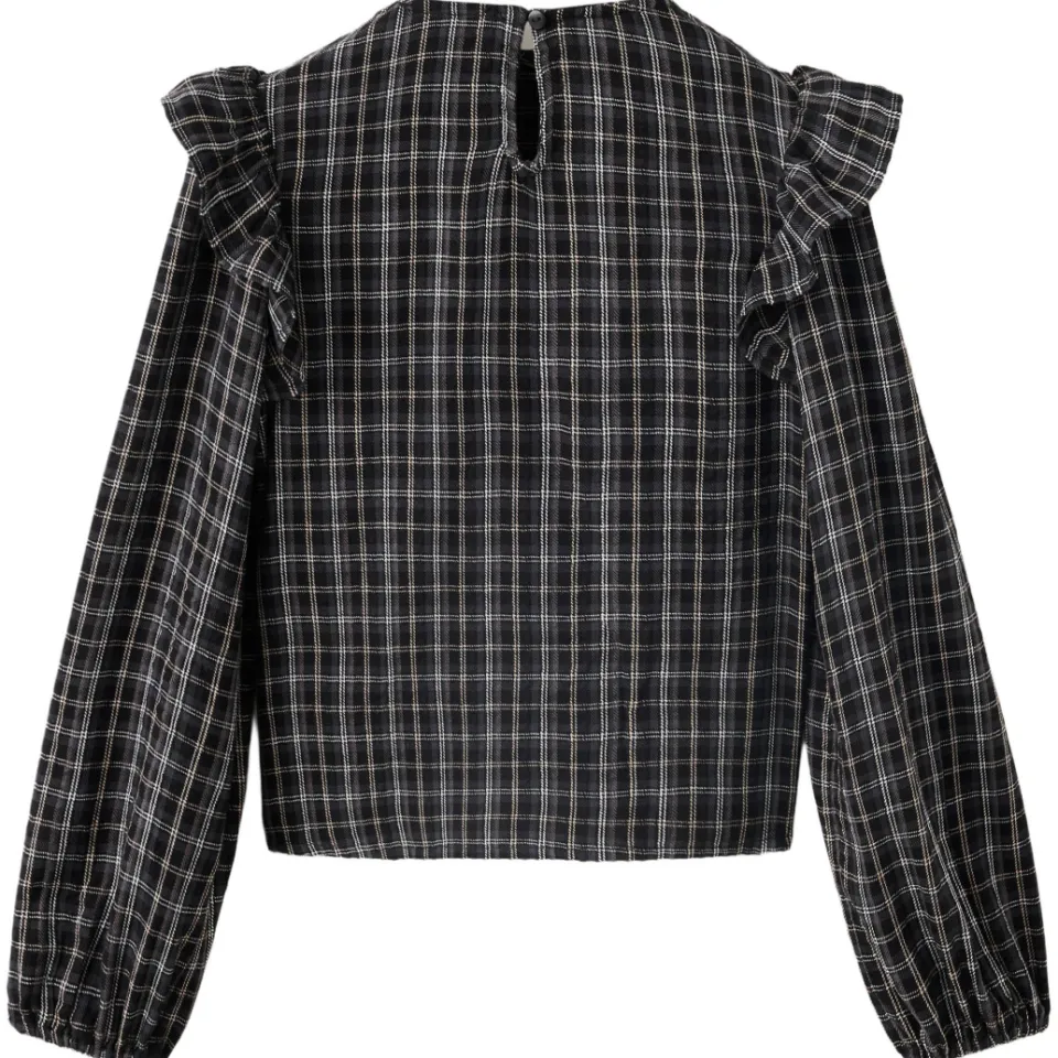 Mango Kids geruite blousetop met ruches zwart, foto 3