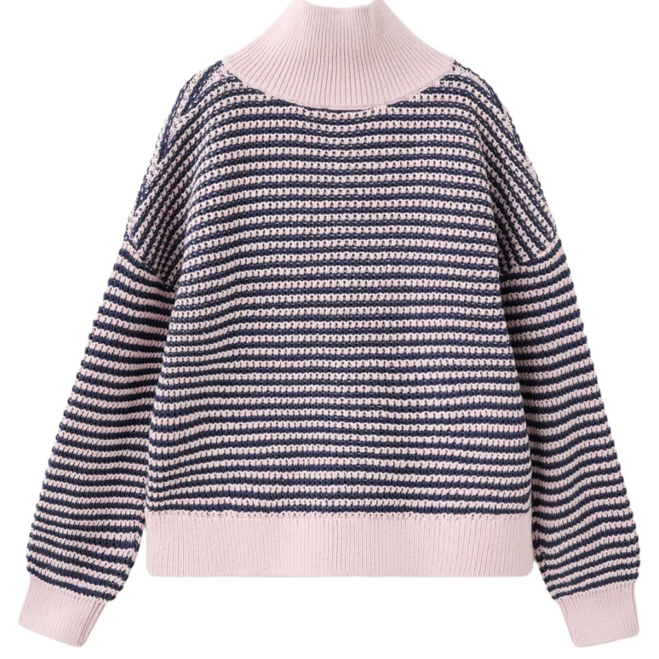 Mango Kids katoenen gebreide gestreepte trui - lila/donkerblauw, foto 3