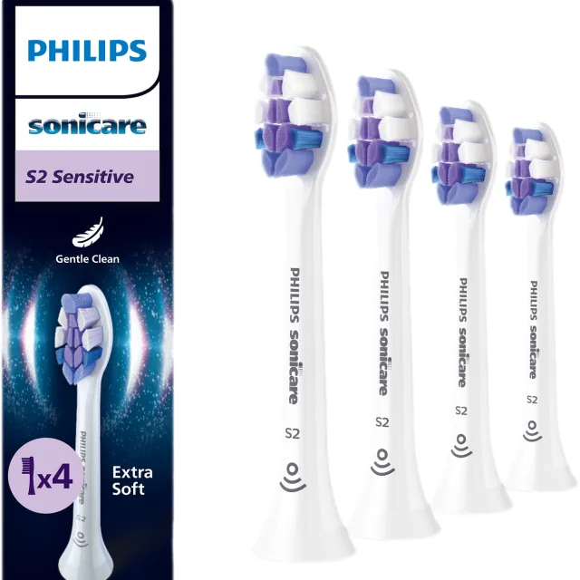 Philips Sonicare 4 Sensitive Opzetborstels Hx6054/87 Opzet Borstels Wit