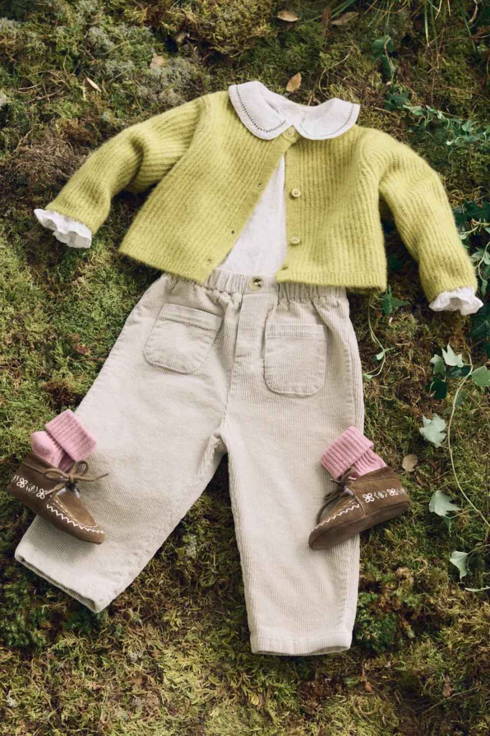 Mango Kids corduroy casual broek beige, foto 2
