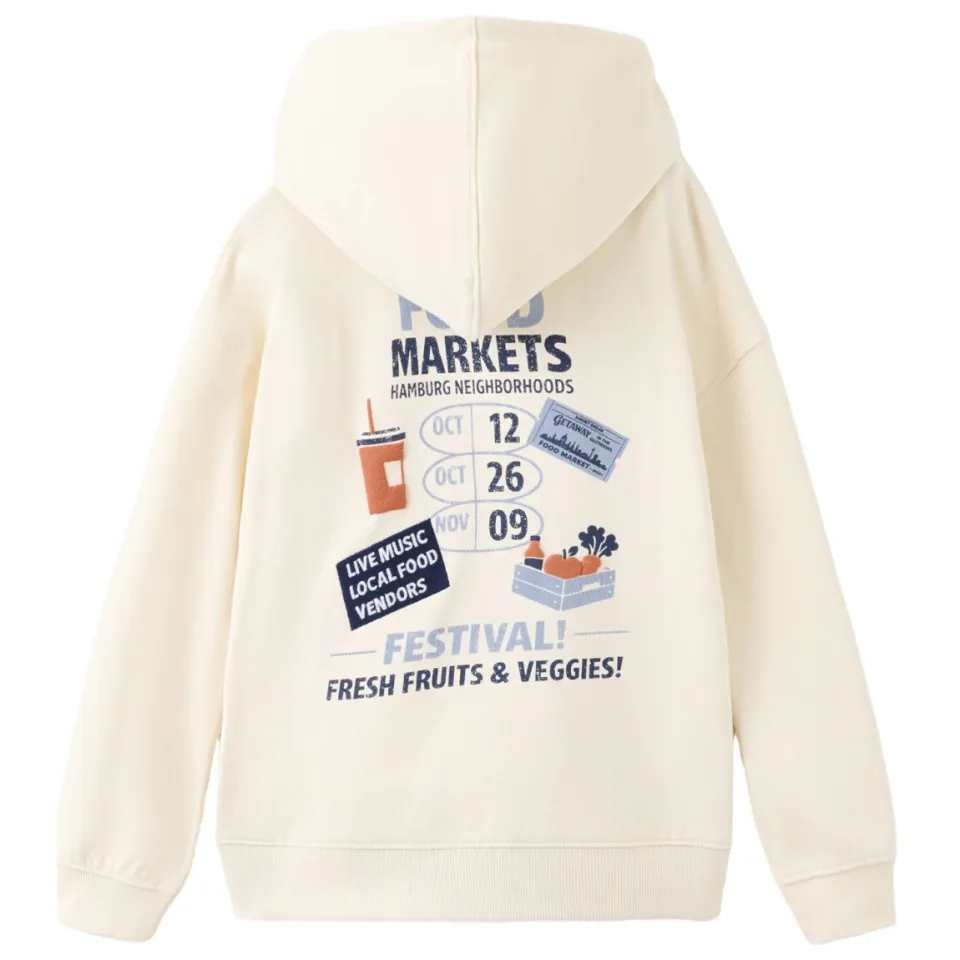 Mango Kids hoodie met backprint - naturel wit, foto 2