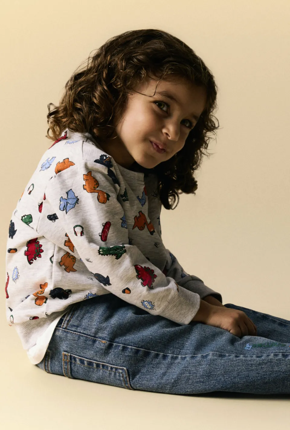 NAME IT MINI sweater met print - grijs