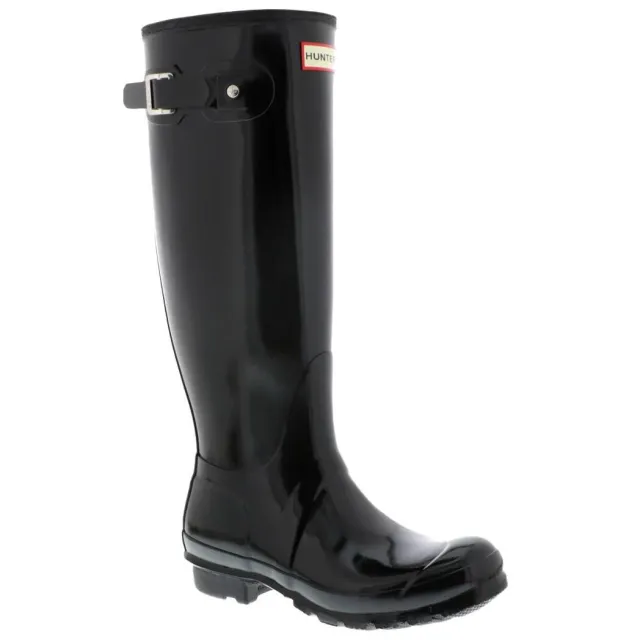 Hunter original tall gloss regenlaarzen met profielzool - zwart