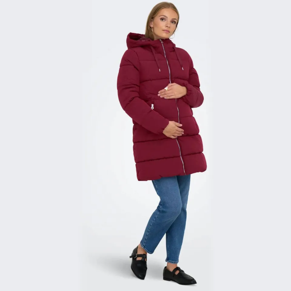 Only Maternity gewatteerde zwangerschapsjas donkerrood, foto 5