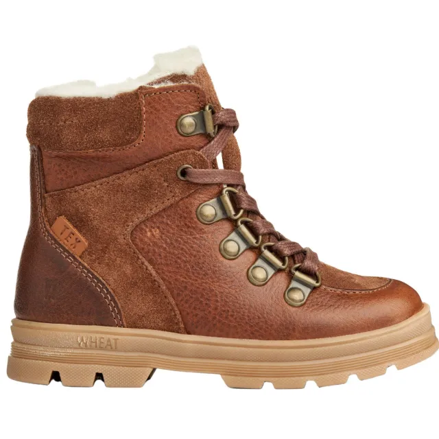 Wheat leren enkelboots met profielzool - cognac