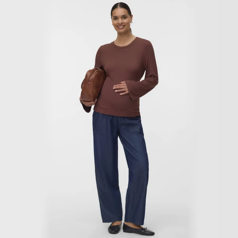 Mamalicious zwangerschapslongsleeve bruin Brown Stone