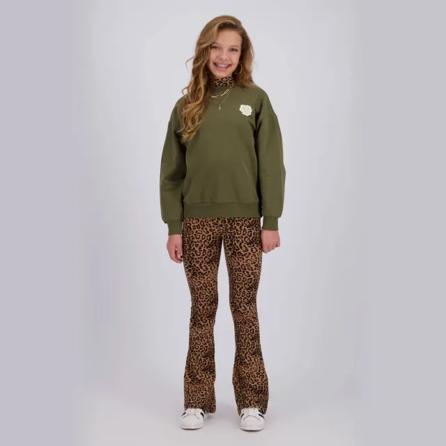 Raizzed boxy sweater met backprint - groen