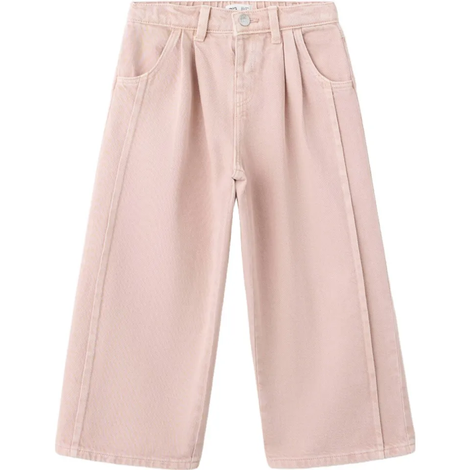 Mango Kids wide leg jeans met plooien - pastelroze, foto 2
