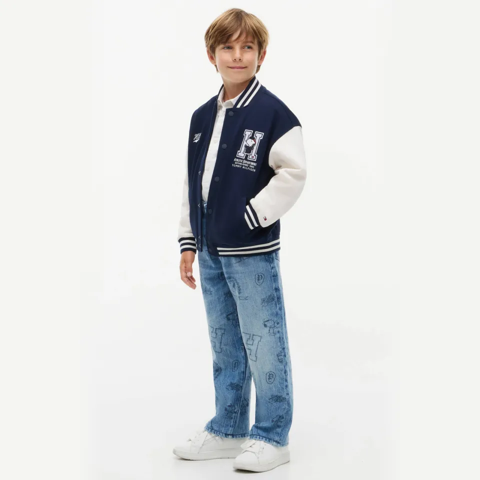 Tommy Hilfiger x Peanuts Snoopy bomberjack donkerblauw wit, foto 5