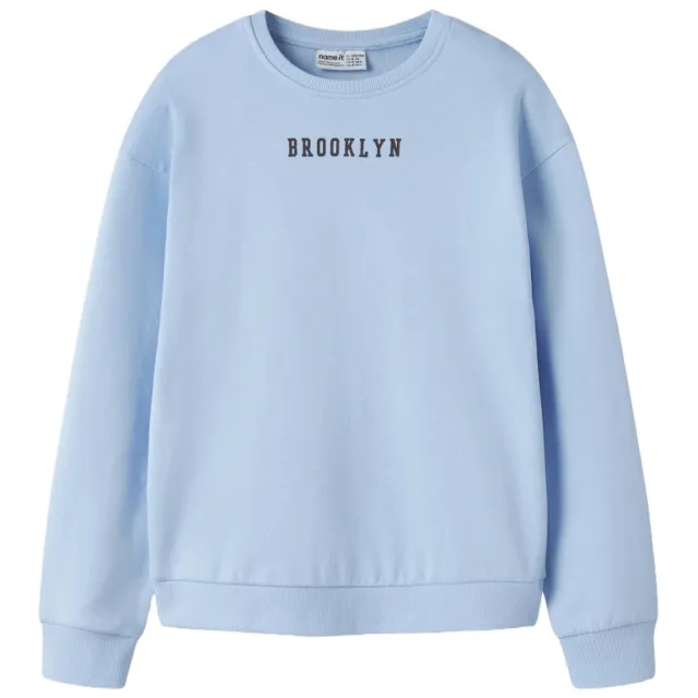 NAME IT KIDS relaxed fit sweater met backprint - lichtblauw