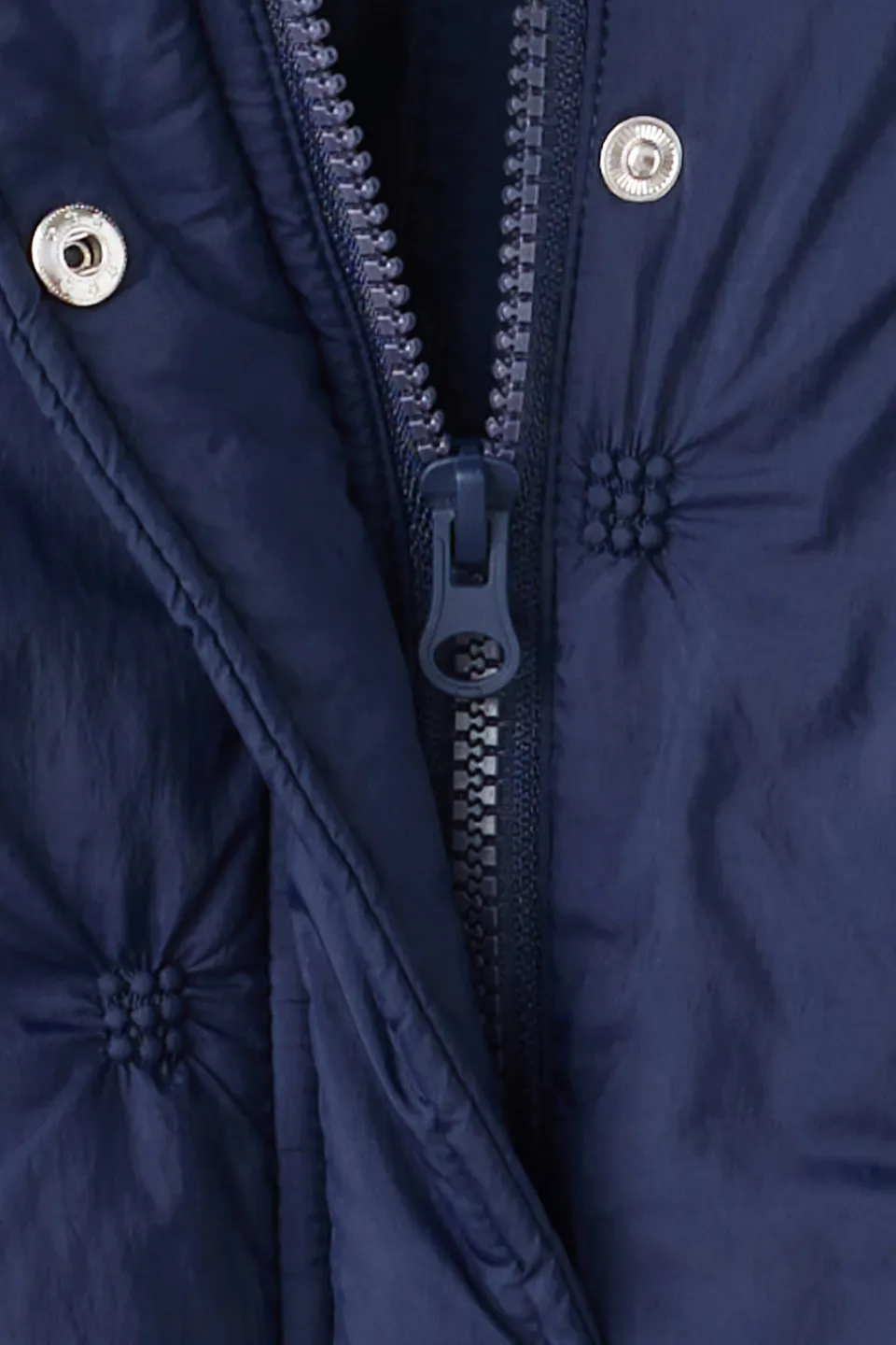 Mango gewatteerde winterjas marineblauw met capuchon, foto 4