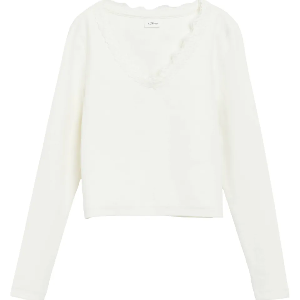 s.Oliver longsleeve ecru met V-hals, foto 3