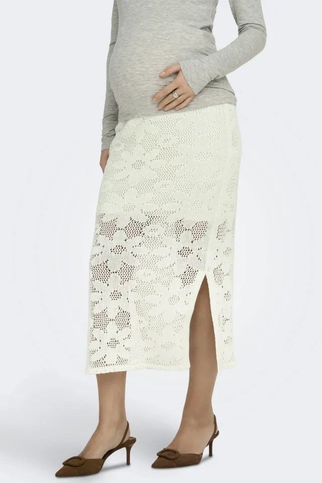 Only MATERNITY Olmisabella gehaakte midirok offwhite, foto 5