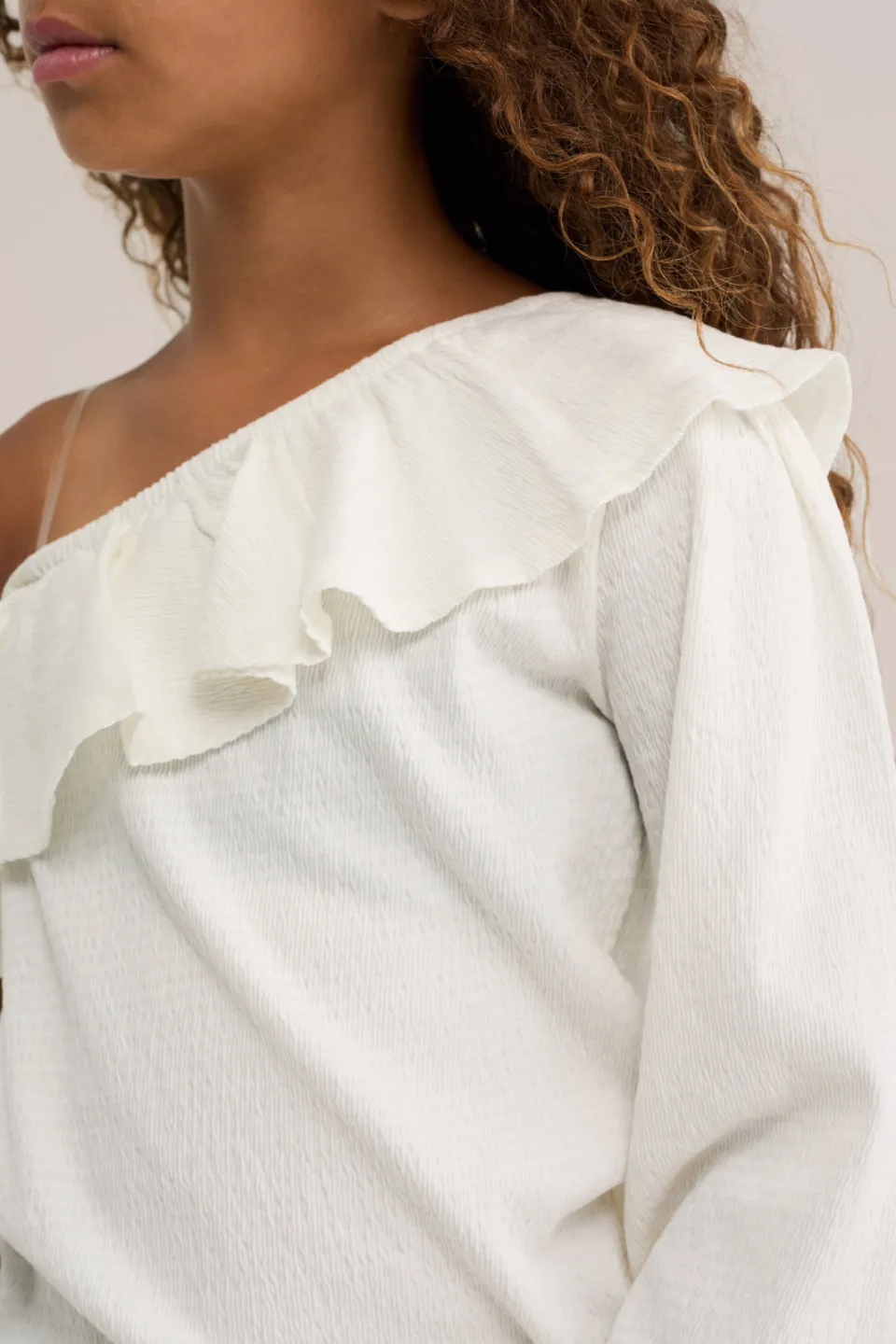 WE Fashion one shoulder top met ruches wit, foto 5