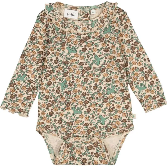 Feetje romper Lucky Bloombird - beige/groen/bruin