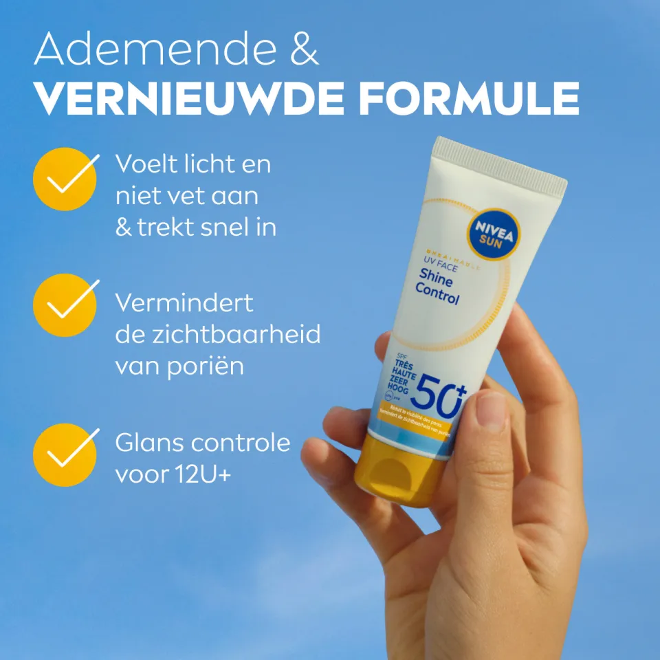 Nivea Sun Breathable UV Face Shine Control SPF50+ gezichtszonnebrand, foto 3
