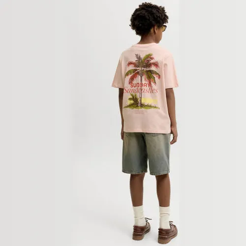 Jack & Jones rechtvallend t-shirt met backprint zacht oranje, foto 4