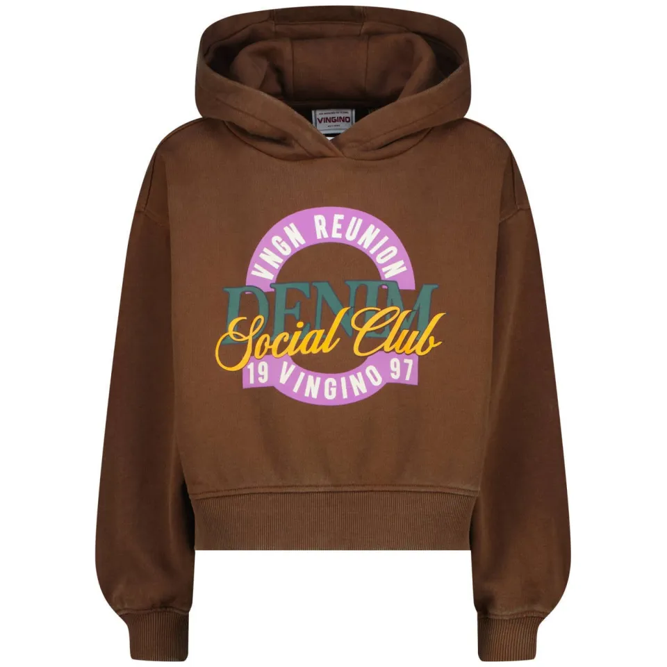 Vingino rechtvallende hoodie met print - donkerbruin, foto 2