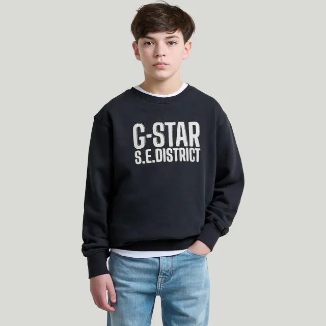 G-Star sweater met tekst - donkerblauw
