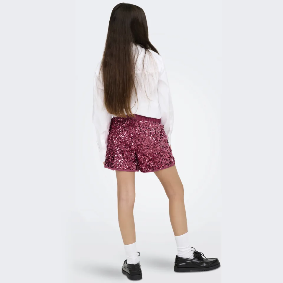 Only korte broek met pailletten donkerroze, foto 3