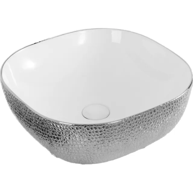 Waskom Best Design Royal Zilver Opbouw Keramiek 42.5x14.5 cm Zilver