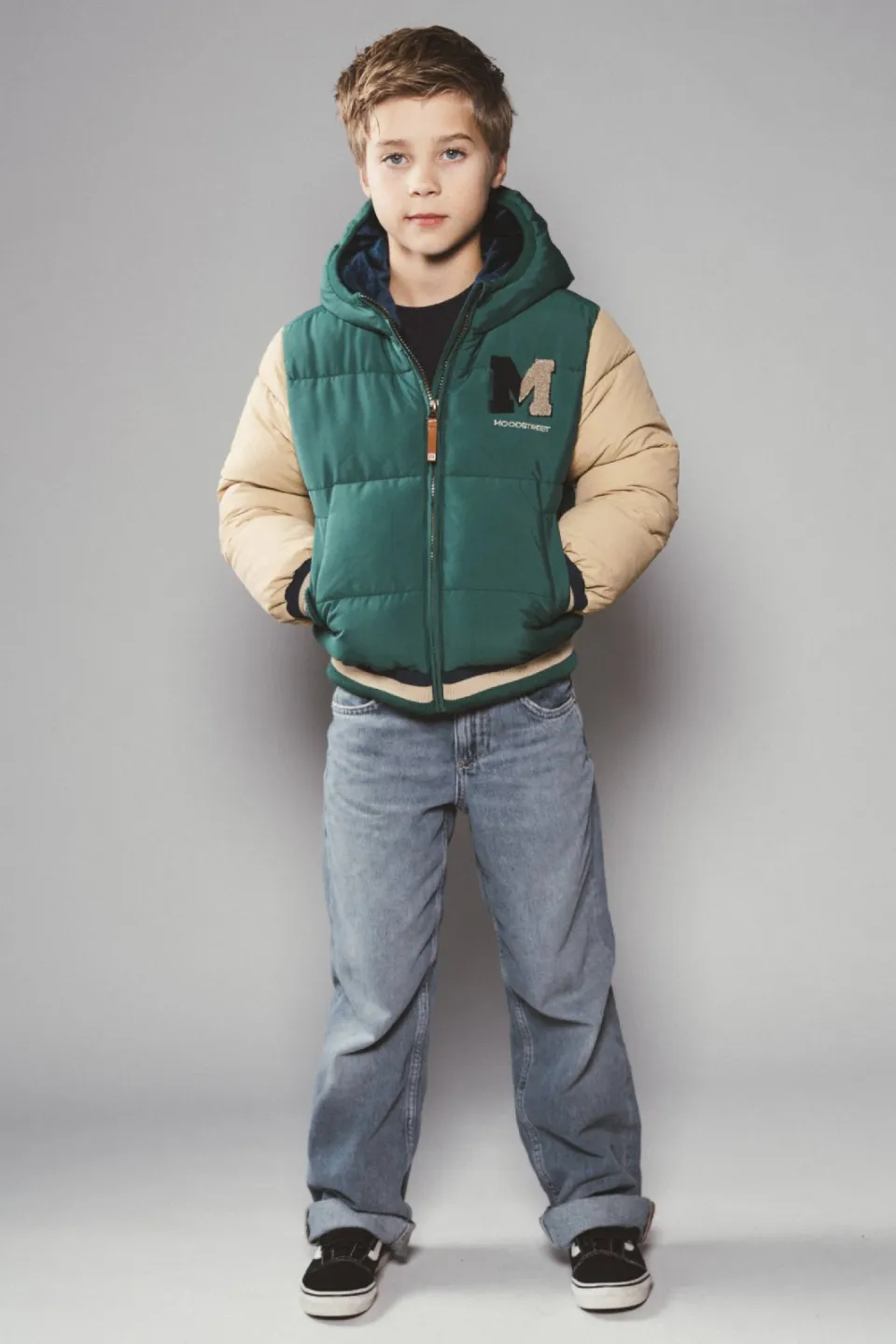 Moodstreet Jericho gewatteerde winterjas groen Groen/beige