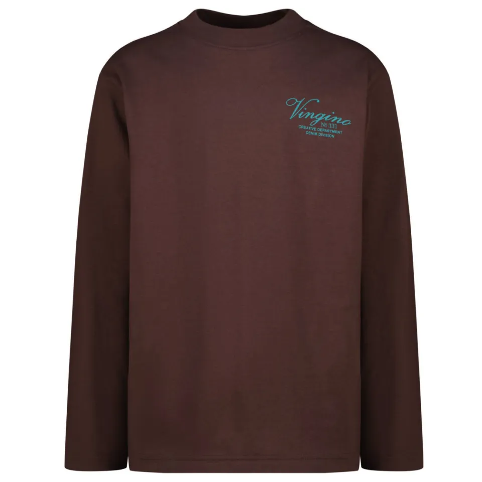 Vingino oversized longsleeve met backprint donkerbruin donkerbruin/blauw, foto 2