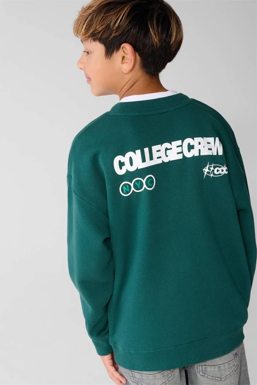 Shoeby sweater met backprint en tekst - donkergroen, foto 3
