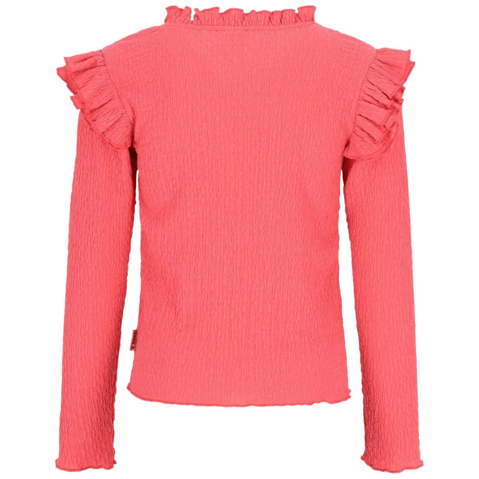 B.Nosy aansluitende longsleeve met ruches roze, foto 3