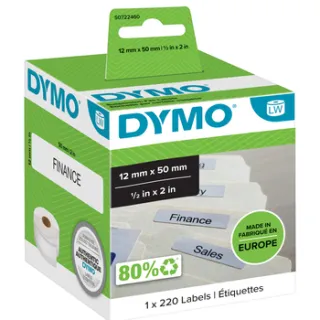 Dymo Etiket dymo labelwriter naamkaart hangmap 12x50mm 1 rol wit