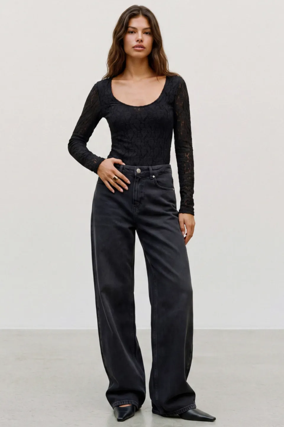 Vero Moda kanten top - zwart