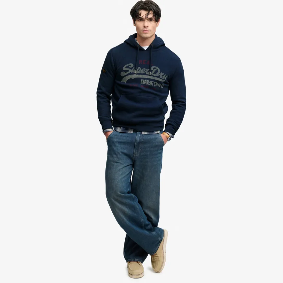 Superdry relaxed fit hoodie met logo - blauw, foto 5