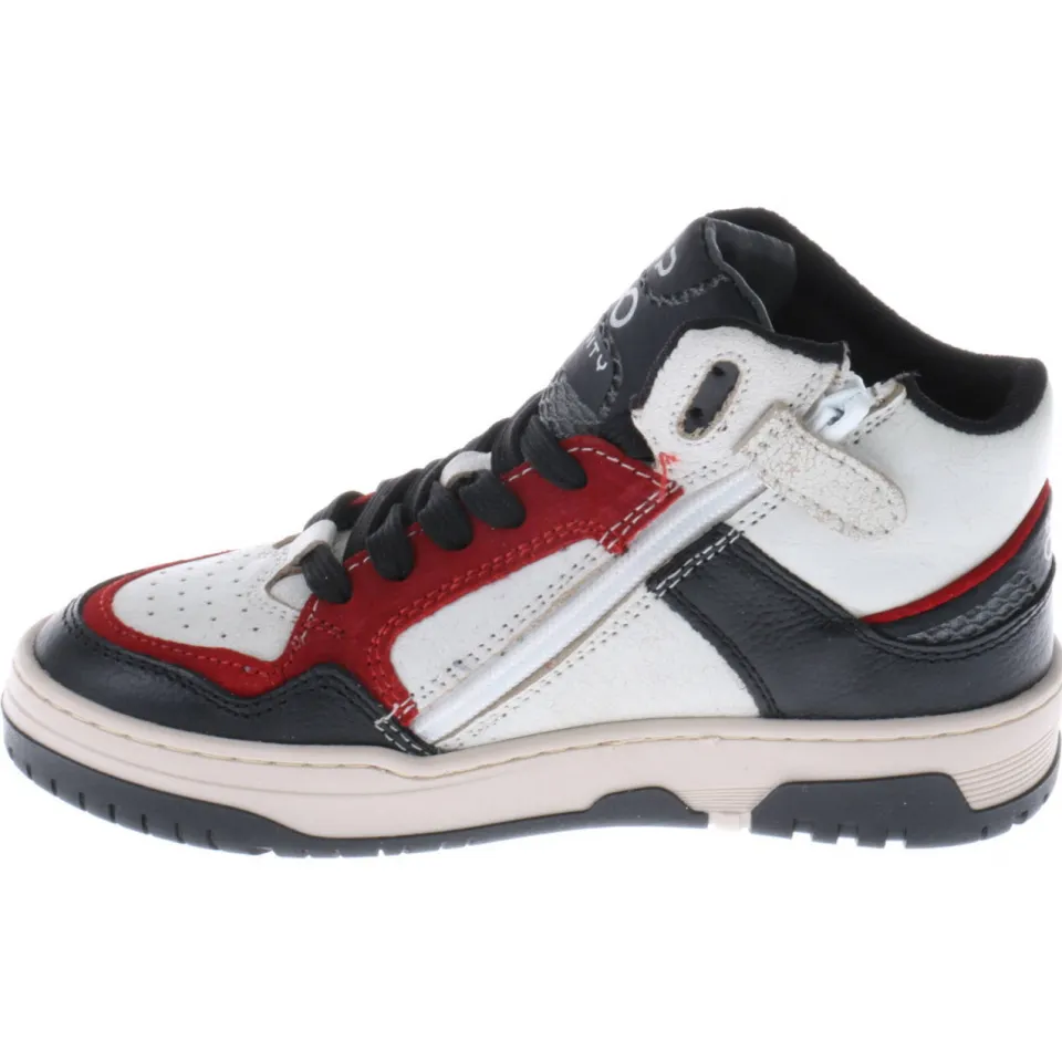 Hip leren sneakers zwart/wit/rood, foto 4