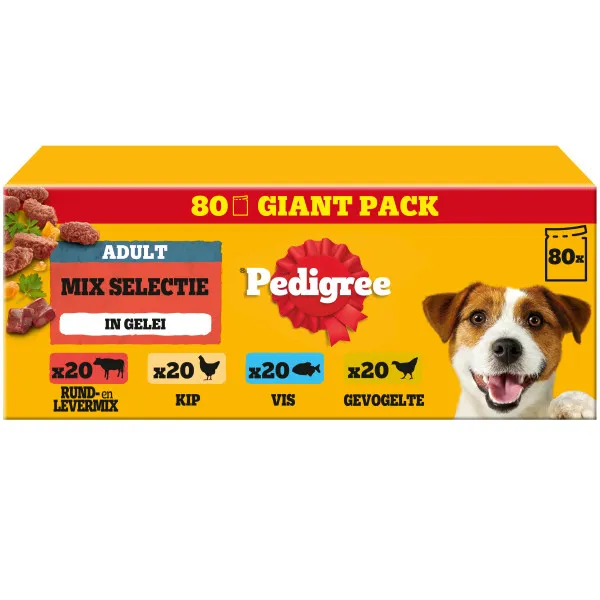 Pedigree Adult Mix Selectie in gelei hondenvoer 80x100 g