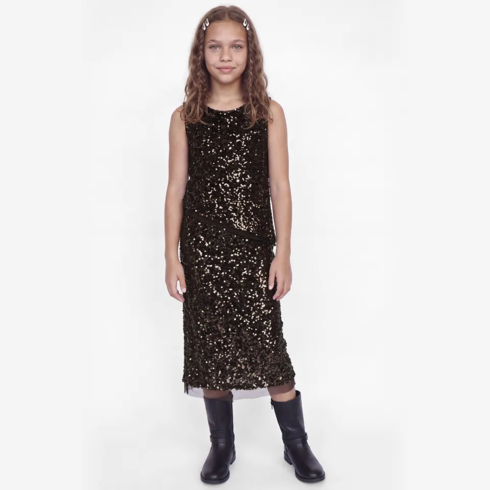 JJXX GIRL top met glitters en pailletten donkerrood, foto 4