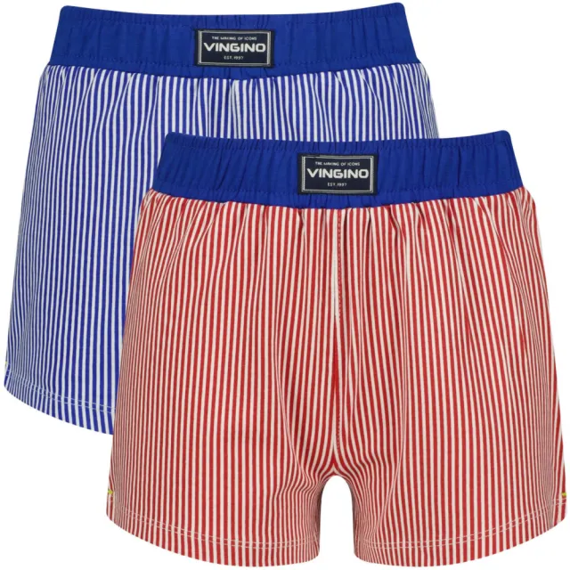 Vingino gestreepte boxershorts set van 2 blauw rood Blauw/rood