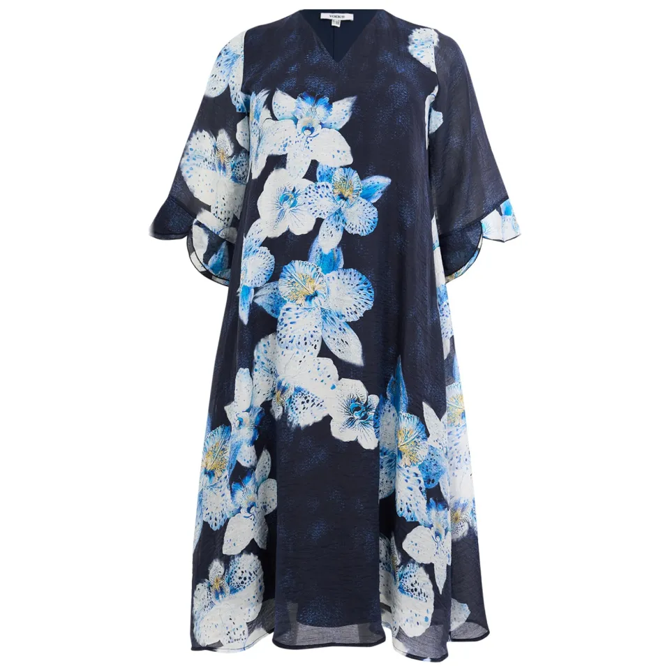 Yoek gebloemde zomerjurk blauw, foto 5