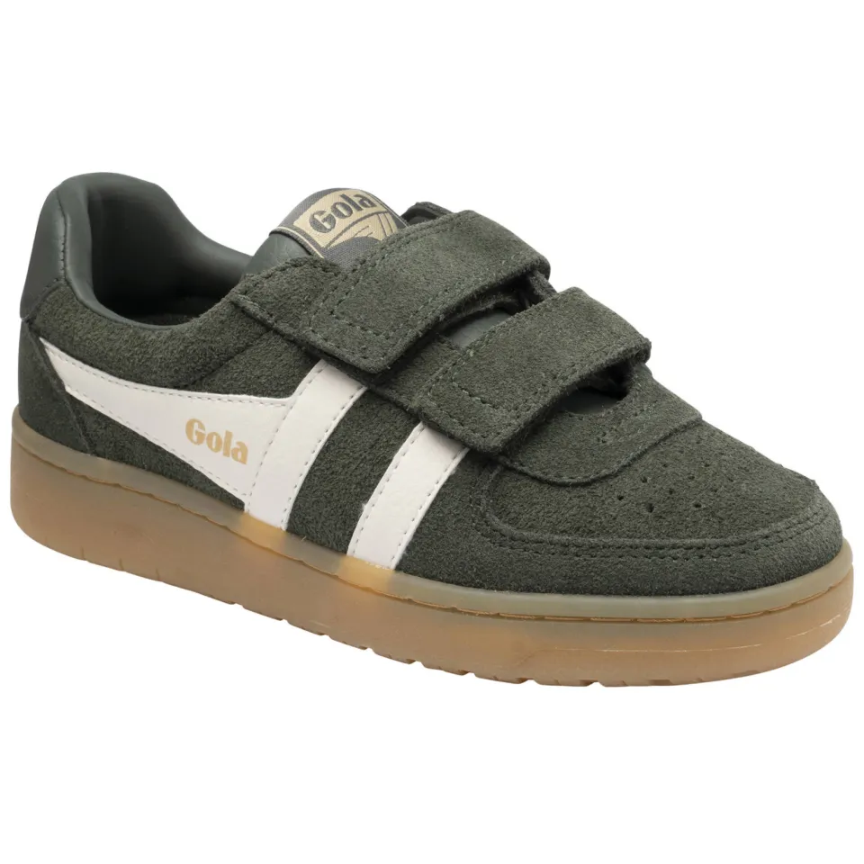 Gola Hawk Strap leren suède sneakers - donkergroen/wit, foto 4