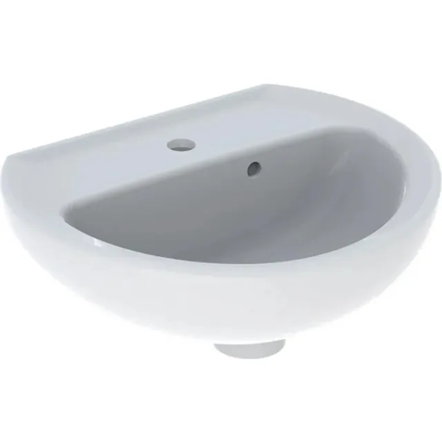 Geberit Fontein Geberit Bastia 40x33 cm Rond met Kraangat met Asymetrische Overloop Glans Wit