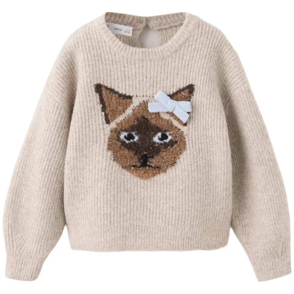 Mango Kids gebreide trui met print - lichtbruin, foto 2