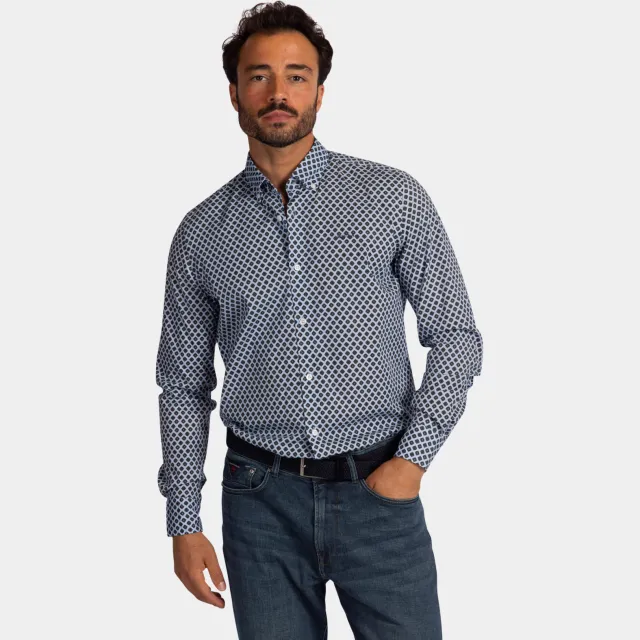 New Zealand Auckland regular fit overhemd met print - lichtblauw LIGHT BLUE