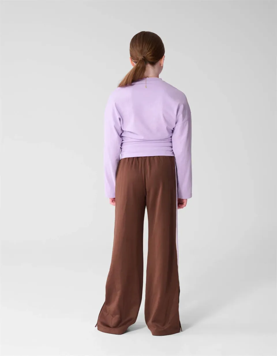 Shoeby wide leg joggingbroek bruin, foto 5