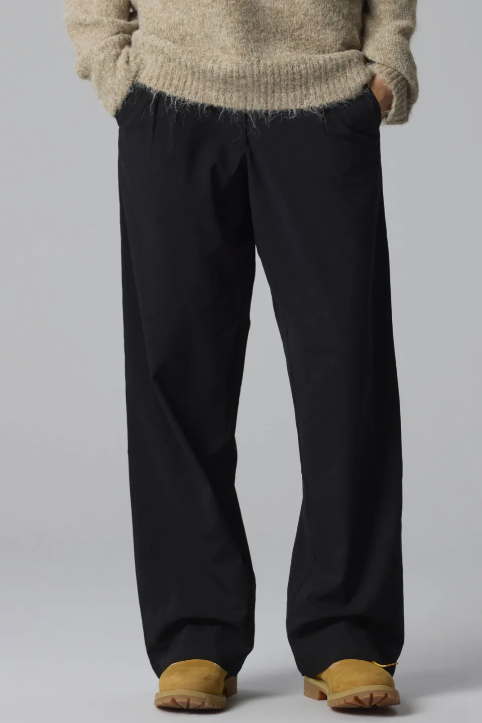 LMTD wide leg broek met plooien zwart, foto 7