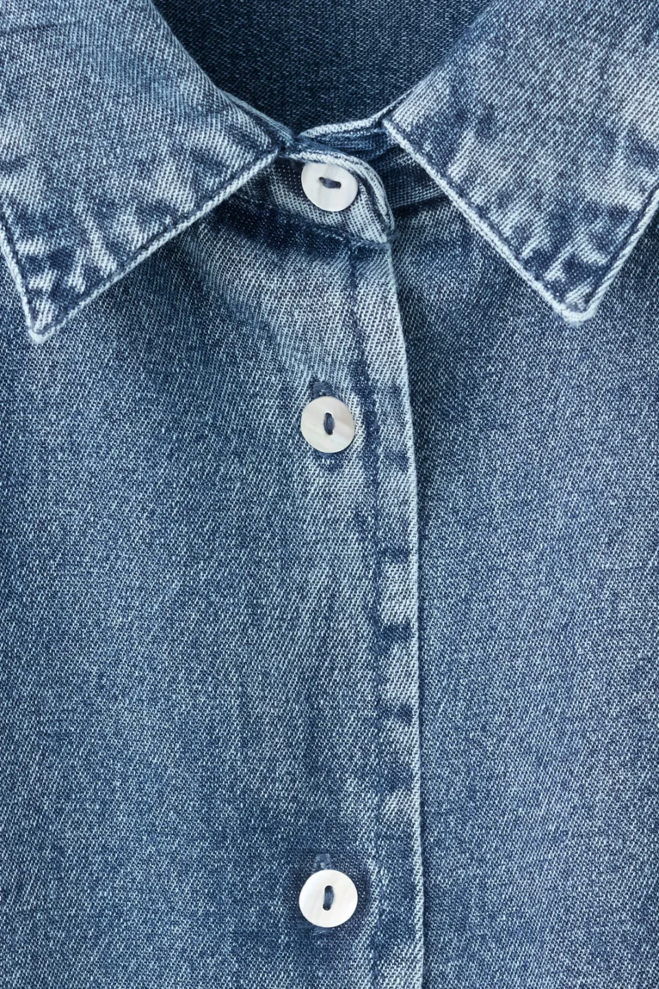 Mango denim blouse met plooien medium blue denim, foto 8