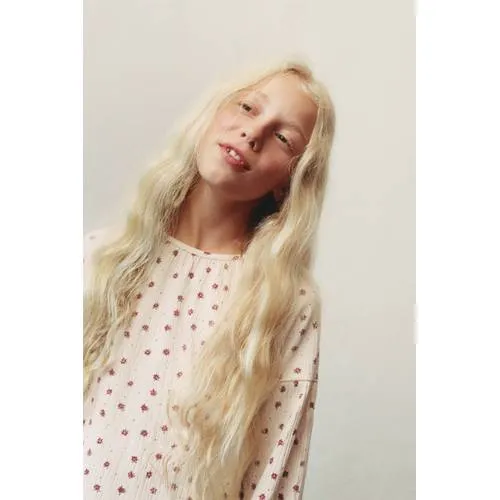 Mango Kids gebloemde blousetop ecru, foto 4