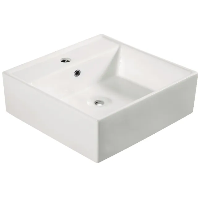 Wiesbaden Larx wastafel 46 cm vierkant glans wit